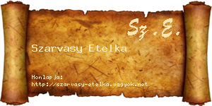 Szarvasy Etelka névjegykártya